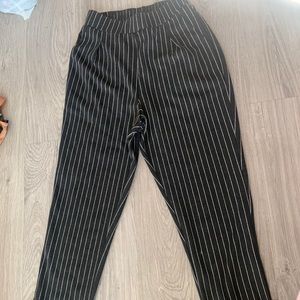 FASHION NOVA Black and White Striped Dress Pants
